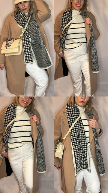 ECHARPE NOIR PIED DE POULE